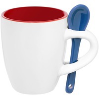 Фотография Кофейная кружка Pairy с ложкой, красная с синей