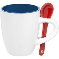 Фотка Кофейная кружка Pairy с ложкой, синяя с красной