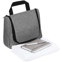 Набор Business Travel: полотенце, блокнот, ручка в несессере, серый