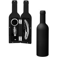 Набор для вина VINET в коробке в виде бутылки: нож сомелье с функцией штопора, кольцо-каплеуловитель, аэратор