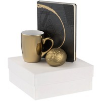 Подарочный набор Think Big с золотым мозгом: ежедневник, кружка, антистресс «Золотой мозг»