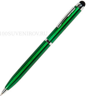 Фото CLICKER TOUCH, ручка шариковая со стилусом для сенсорных экранов, зеленый/хром, металл