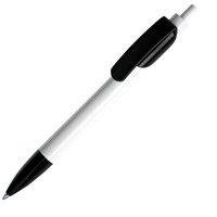 Фотка TRIS, ручка шариковая, белый корпус/черный, пластик
