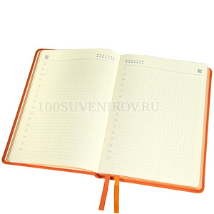 Рисунок Ежедневник недатированный Softie, А5, оранжевый, блок в клетку, оранжевый обрез