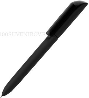 Фото Ручка шариковая FLOW PURE,черный корпус/прозрачный клип, покрытие soft touch, пластик