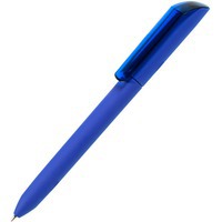 Ручка шариковая FLOW PURE, синий корпус/прозрачный клип, покрытие soft touch, пластик