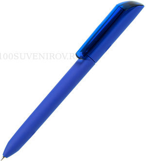 Фото Ручка шариковая FLOW PURE, синий корпус/прозрачный клип, покрытие soft touch, пластик