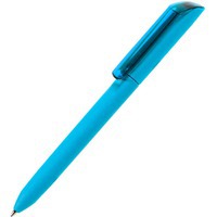 Картинка Ручка шариковая FLOW PURE, бирюзовый корпус/прозрачный клип, покрытие soft touch, пластик