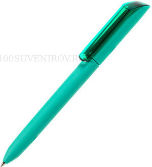 Фото Ручка шариковая FLOW PURE, корпус цвета морской волны/прозрачный клип, покрытие soft touch, пластик (морская волна)