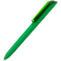 Ручка шариковая FLOW PURE, зеленый корпус/прозрачный клип, покрытие soft touch, пластик