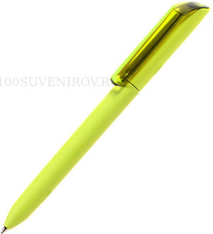 Фото Ручка шариковая FLOW PURE, зеленое яблоко корпус/прозрачный клип, покрытие soft touch, пластик