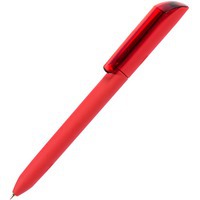 Ручка шариковая FLOW PURE, красный корпус/прозрачный клип, покрытие soft touch, пластик