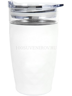 Фото Термокружка вакуумная "Cristal"; белый; 350 мл; металл; стекло
