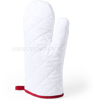Фото Прихватка-рукавица SILAX, белый с красным, полиэстер (красный)