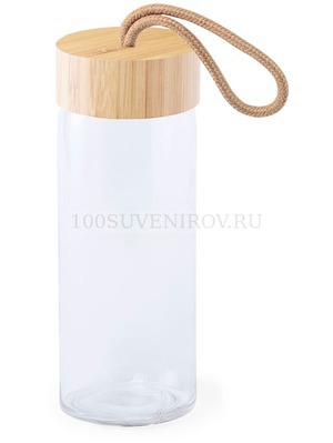 Фото Бутылка для воды BURDIS, 420 мл, бамбук, стекло, 290 гр.  (бежевый)