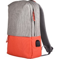 Рюкзак Большой для девушек Beam, серый/оранжевый, 44х30х10 см, ткань верха: 100% полиамид, подкладка: 100% полиэстер и офисный городской рюкзак