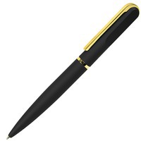 FARO, ручка шариковая, черный/золотистый, металл, пластик, софт-покрытие