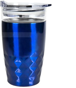 Фото Термокружка вакуумная "Cristal"; синий; 350 мл; металл; стекло