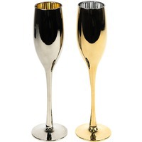 Картинка Набор бокалов для шампанского MOON&SUN (2шт), золотой и серебяный, 26,5х25,3х9,5см, стекло