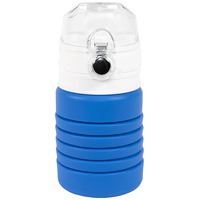 Фотография Бутылка для воды складная с карабином SPRING; синяя, 550/250 мл, силикон