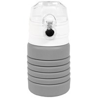 Фотография Бутылка для воды складная с карабином SPRING; серая, 550/250 мл, силикон