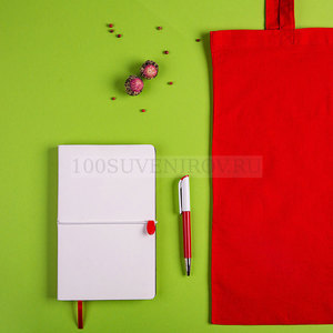 Фото Набор подарочный WHITE&YOU: бизнес-блокнот, ручка, сумка, бело-красный