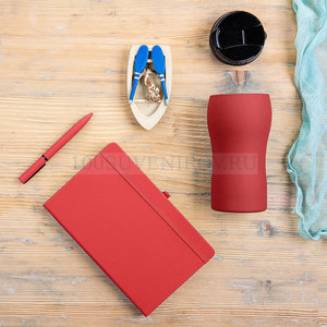 Фото Набор подарочный SILKYWAY: термокружка, блокнот, ручка, коробка, стружка, красный