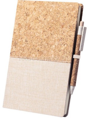 Фото Блокнот BRASTEL твердая обложка, 80 листов, Натуральная пробка, солома, ручка в комплекте (натуральный)
