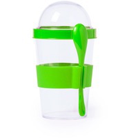 Контейнер/ланч-бокс для еды YOPLAT с ложкой, зеленый, 420 мл, 16,3х9см, пластик