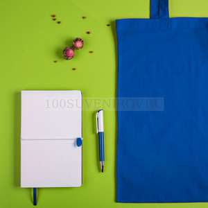 Фото Набор подарочный WHITE&YOU: бизнес-блокнот, ручка, сумка, бело-синий
