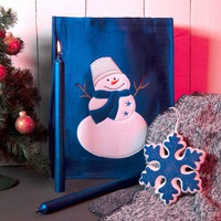 Набор подарочный NEWSPIRIT: сумка, свечи, плед, украшение, синий