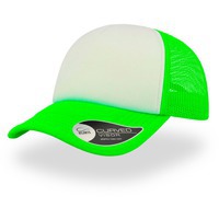 Бейсболка "RAPPER", 5 клиньев, пластиковая застежка, зеленый неон с белым; 100% полиэстер, 80 г/м2