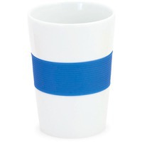 Фотка Стакан NELO, белый с синим, 350мл, 11,2х8см, тонкая керамика, силикон