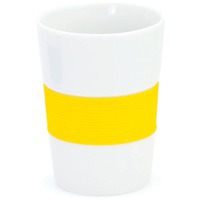 Фотография Стакан NELO, белый с желтый, 350мл, 11,2х8см, тонкая керамика, силикон