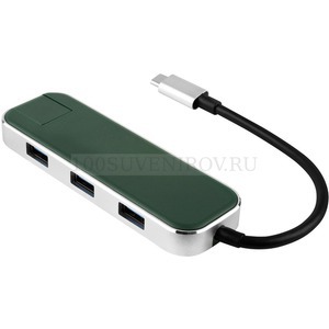 Фото Фирменный хаб-разветвитель USB Type-C 3.0 CHRONOS, 11 х 3,4 х 1,1 см «Rombica» (зеленый)