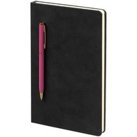 Картинка Блокнот Magnet Gold с ручкой, черно-розовый от популярного бренда Контекст