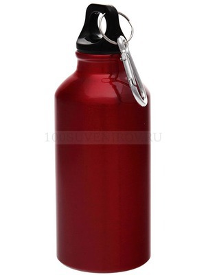 Фото Бутылка для воды "Mento-1", алюминиевая, с карабином, 400 мл., красный