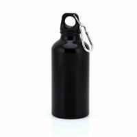 Бутылка для воды "Mento-1", алюминиевая, с карабином, 400 мл., черный