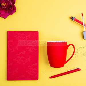 Фото Набор подарочный RUBY BABE: бизнес-блокнот, ручка, кружка, коробка, стружка, красный