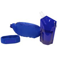 Яркий синий набор для спорта KEEN для энергичных: сумка на пояс 33 х 11см, емкость для питья 600 мл, повязка на голову 18,5 х 5,2 см, под нанесение логотипа