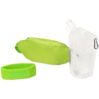 Яркий зеленый набор для спорта KEEN для энергичных: сумка на пояс 33 х 11см, емкость для питья 600 мл, повязка на голову 18,5 х 5,2 см под нанесение логотипа