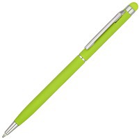 Ручка-стилус металлическая шариковая Jucy Soft soft-touch, d0,7 х 13,6 см, синие чернила, зеленое яблоко