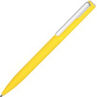 Яркая пластиковая шариковая ручка BON-soft-touch с серебристым клипом, d1,1 х 15 см, синие чернила