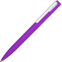 Яркая пластиковая шариковая ручка BON-soft-touch с серебристым клипом, d1,1 х 15 см, синие чернила, фиолетовый
