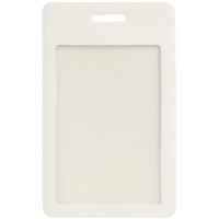 Белый чехол для пропуска DEVON из искусственной кожи, с окном, 6,3х10,4 см. Предусмотрено нанесение логотипа - бесцветное тиснение, полноцветная уф-печать.