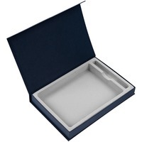 Коробка Silk с ложементом под ежедневник и ручку, синяя