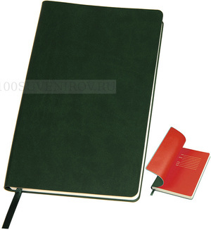 Фото Бизнес-блокнот "Funky", 130*210 мм, зеленый, красный форзац, мягкая обложка, в линейку