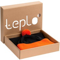 Яркий вязанный набор Snappy: шарф, шапка с помпоном с контрастной отделкой