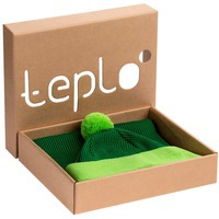 Вязанный набор Snappy: шарф, шапка с помпоном с контрастной отделкой, зеленый с салатовым