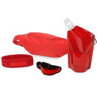Яркий набор для спорта KEEN GLOW для энергичных: сумка 33 х 11 см, повязка на голову 18,5 х 5,2 см, емкость для питья 600 мл, диодный браслет 16 х 4,4 х 1 см под нанесение логотипа, сумка- краный, повязка- красный, емкость- красный прозрачный, браслет- красный